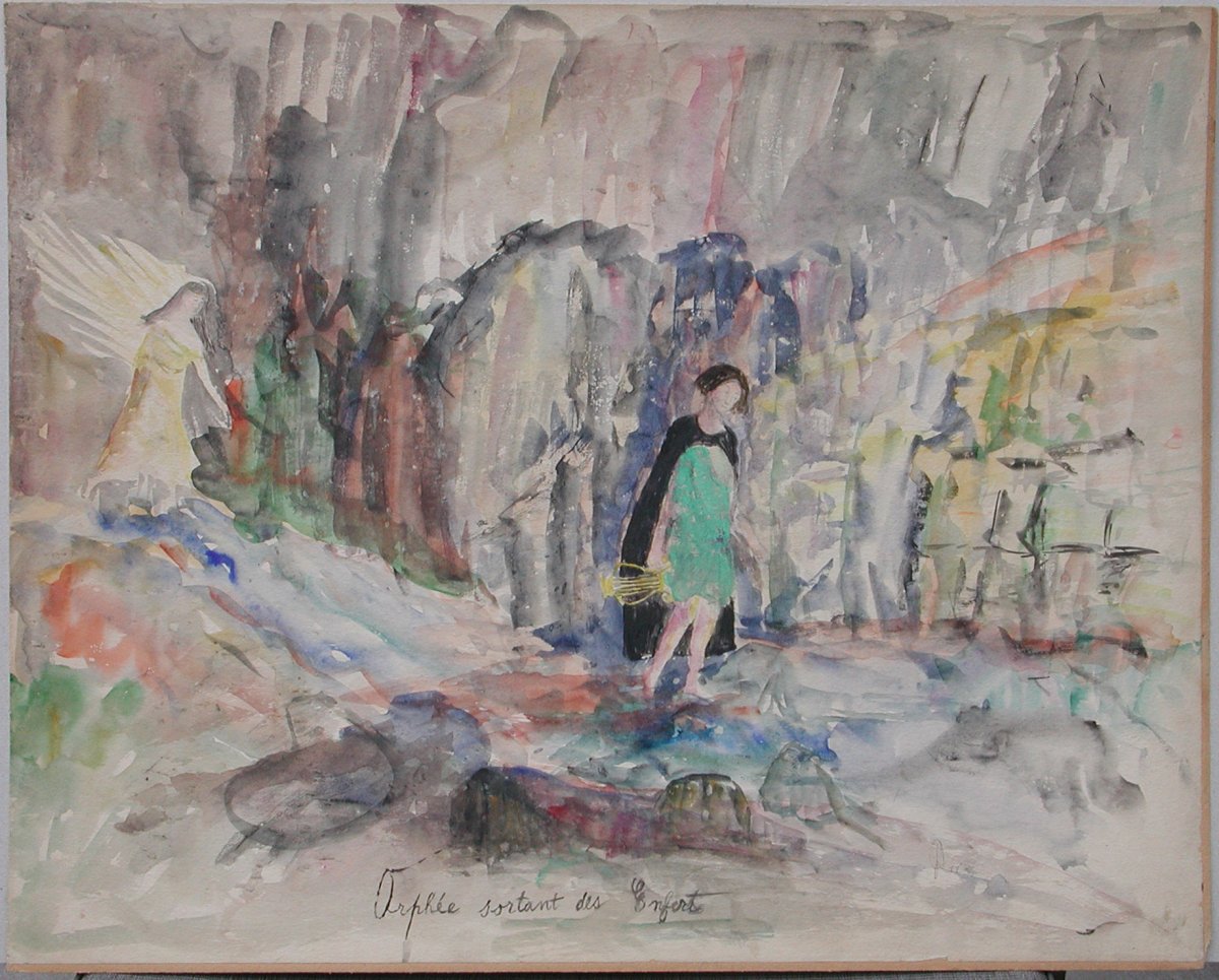 Yd Monogram "mythological Scenes" 1918 5 Watercolors 43x54-photo-2